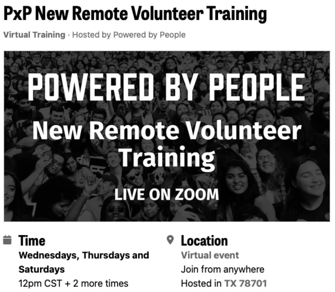 Volunteer with us at Powered by People to help empower Texas voters to elect Democrats up and down the ballot!